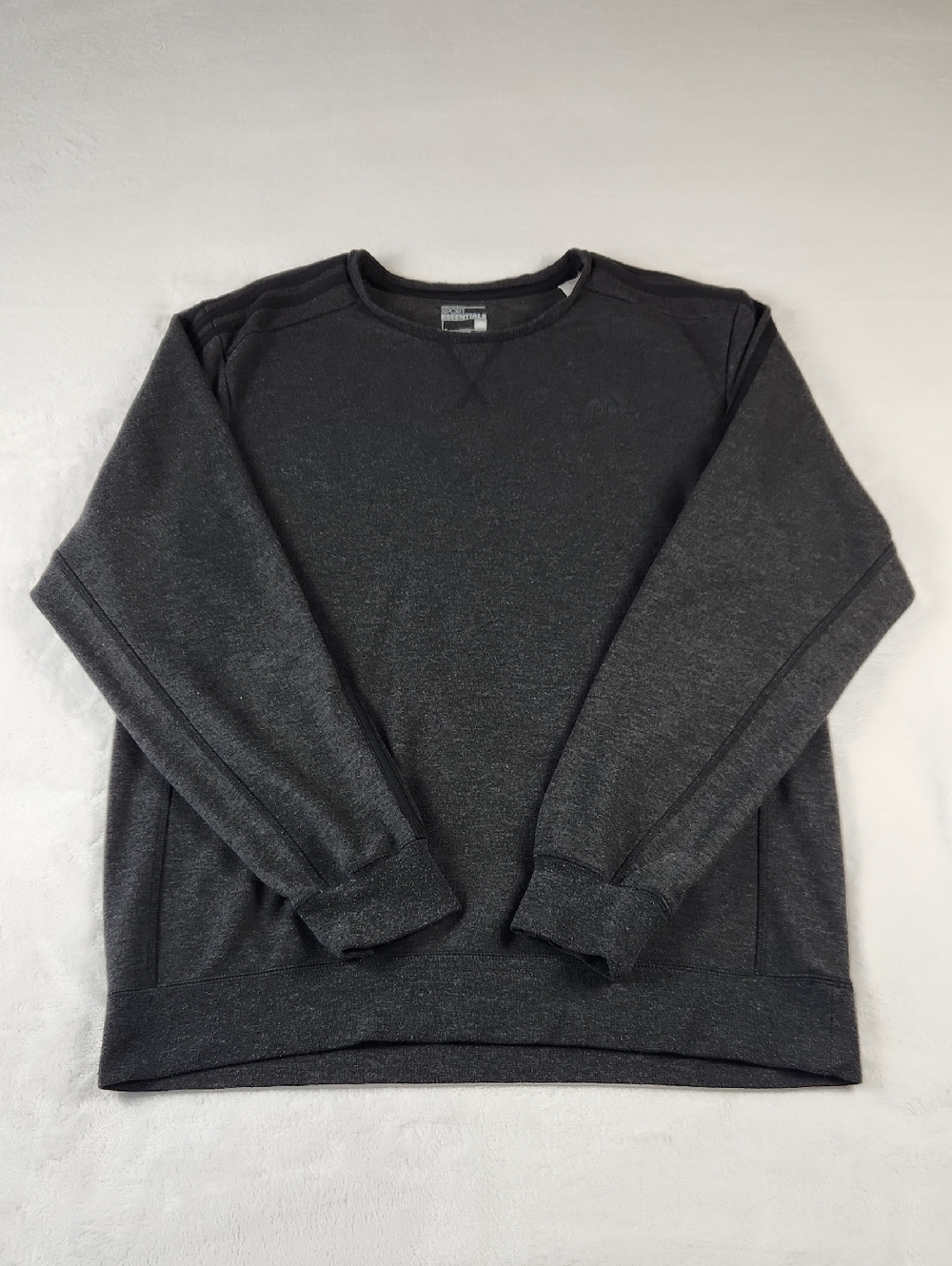 Adidas Essentials 3-Stripes Crewneck Sweatshirt Charcoal Gray Men's Large - Picture 13 of 13